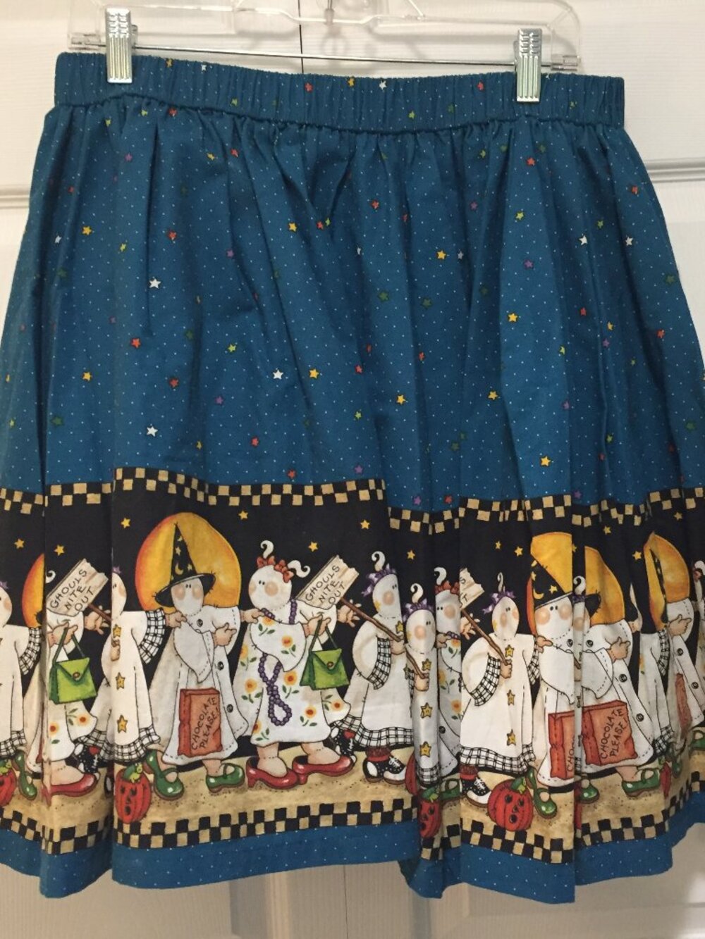 Halloween Full Circle Trick or Treat Print Stretch Waist Skirt Halloween SZ M*